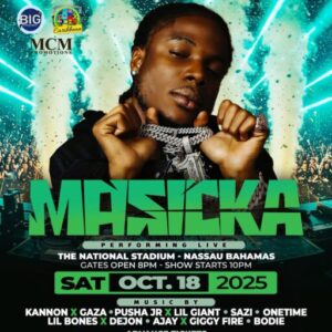 Your two best options for Masicka Live: Party Lounge: Come early, get close, and see the show. All-Inclusive: Side-stage bleacher seating for a closer, more intimate experience. Choose your ticket and get it digitally at FreshEntBah.com.
